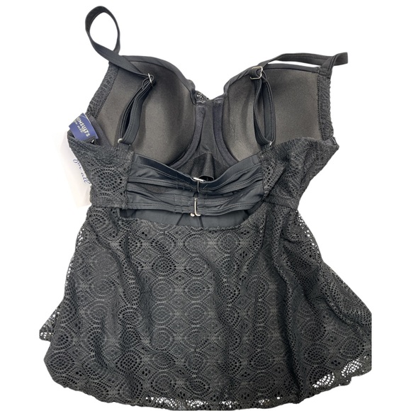 Swimsuits For All Swim Top Mesh Crochet Overlay Tankini Split Fr Underwire 8 - Picture 4 of 11